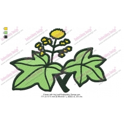 Flower with big Leaf Embroidery Design